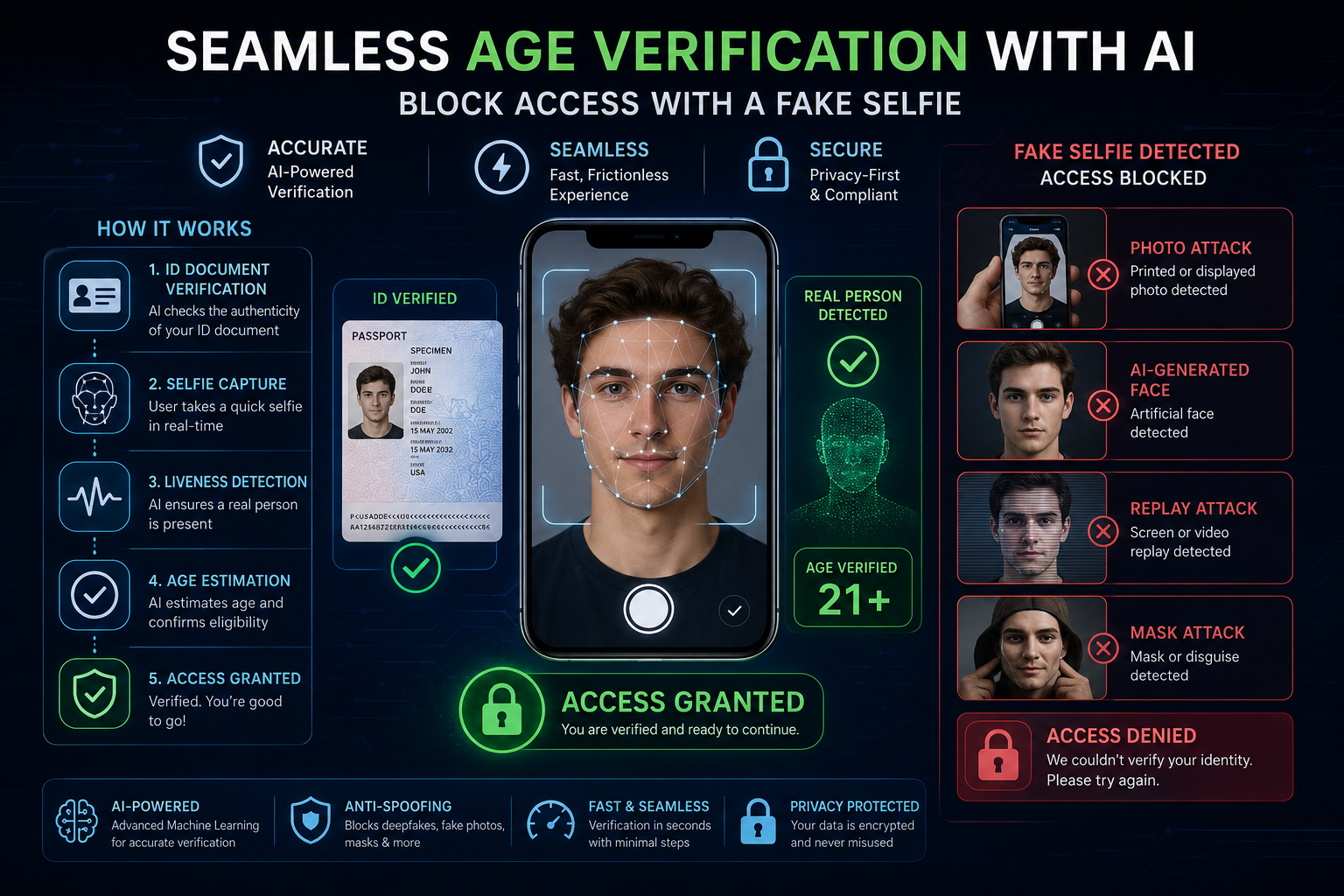 Using Seamless Age Verification with AI to Block Access with a Fake Selfie: The Future of Secure Digital Identity Verification AI-Powered Age Verification Is Transforming Online Safety and Regulatory Compliance