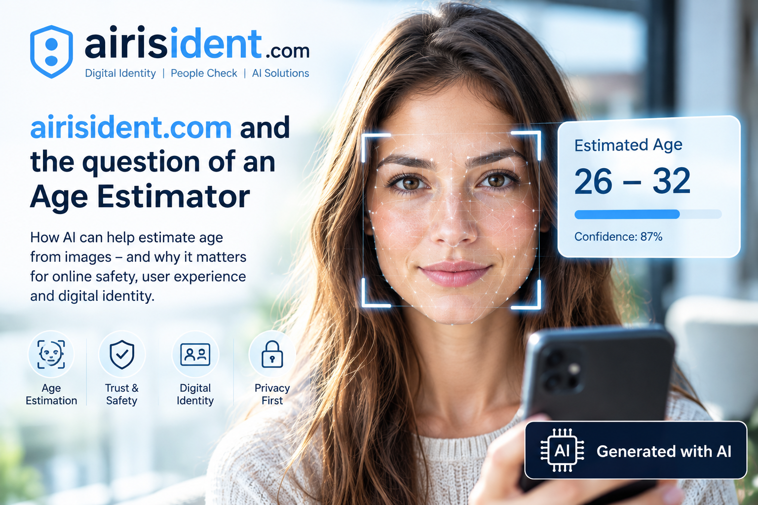 Explore how airisident.com and AI age estimator technology can support age estimation, digital identity, online safety, age assurance and Trust & Safety.